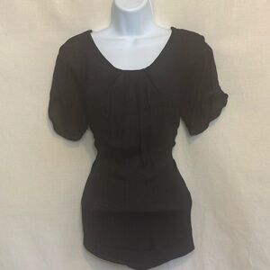 I-15‎ Omonsim Black Lace Back Short Sleeve Pullover Blouse Size S